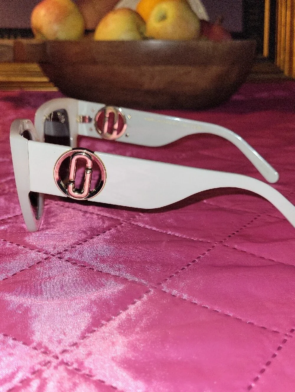 Marc Jacobs Light Gray Square Sunglasses with Black Lenses